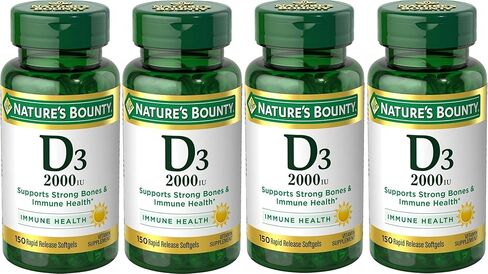 كبسولات هلامية من Nature's Bounty تحتوي على فيتامين د3 2000 وحدة دولية، 150 قطعة (عبوة من 4 قطع) in Saudi Arabia