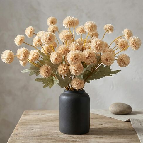 Hananona 12 PCS Flowers Crysanthemum Flowers ، Orange Kiku Pom Pom Mums Flower Faux Fall Fall Fall for Autumn Halloween Table Concerpiece Home Decor in Kuwait