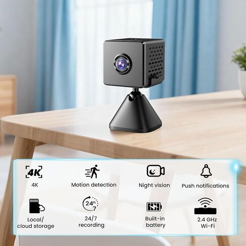 javiscam 2024 Upgraded Security Camera Wireless Indoor,2K Mini Security Nanny Camera,100 Days Standby Battery Life,Clear Night Vision,AI Motion Detection Alerts,Real Time Record Surveillance Camera in Saudi Arabia