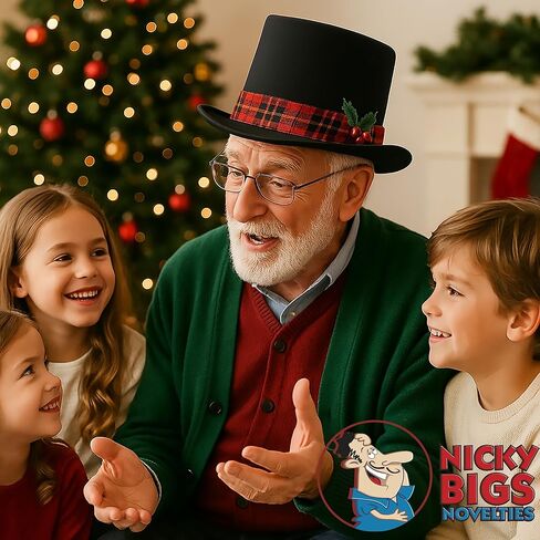 Snowman Top Hat with Plaid Band Holly and Berries - Christmas Ugly Sweater Party Hats - Caroler Costume Top Hat - Tree Topper, Multi, One Size in Saudi Arabia