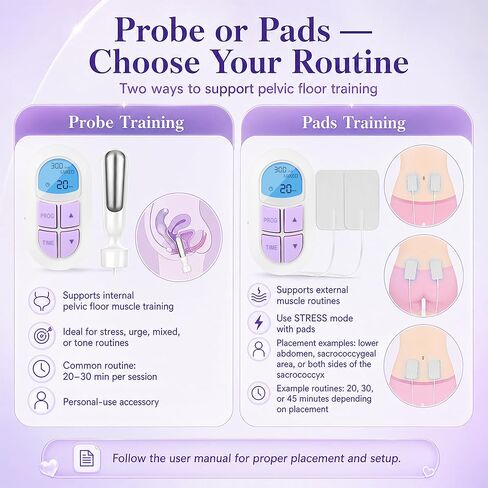 Pelvic Floor Muscle Trainer for Women, Electrical Pelvic Floor Exercise Device & Stimulator with Probe and Pads, Kegel Exerciser for Bladder Control, Stress Urge Mixed Urinary Continence Support in Saudi Arabia