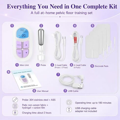Pelvic Floor Muscle Trainer for Women, Electrical Pelvic Floor Exercise Device & Stimulator with Probe and Pads, Kegel Exerciser for Bladder Control, Stress Urge Mixed Urinary Continence Support in Saudi Arabia