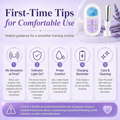 Pelvic Floor Muscle Trainer for Women, Electrical Pelvic Floor Exercise Device & Stimulator with Probe and Pads, Kegel Exerciser for Bladder Control, Stress Urge Mixed Urinary Continence Support in Saudi Arabia