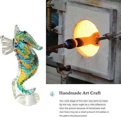 QFkris Handmade Glass Blue Seahorse Collectible Art Glass Blown Animal Figurine in Saudi Arabia