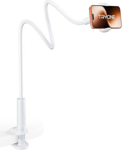 Tryone Gooseneck Phone Holder Hands-Free for Phone Viewing Or Recording, Adjustable Stable Metal Cell Stand Mount for Desk Table Bed, Soporte para Celular, Fits 4-7 Phones Including iPhone - Black in Kuwait