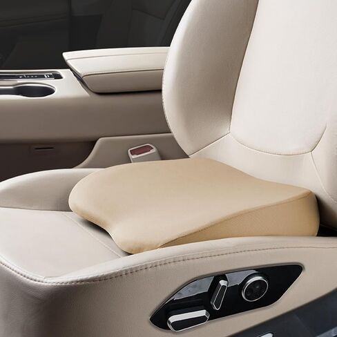 2 in 1 Wedge Car Cushions or Lumbar Support for Driving - 3.5 Inches Soft Memory Foam Driver Seat Cushion for Car Truck - Comfort Coccyx Cushion for Tailbone & Back Pain Relief, Beige in Saudi Arabia