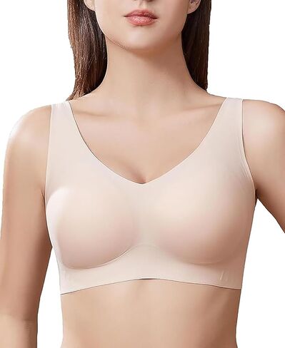 PRETTYWELL حمالات صدر لاسلكية للنساء بدون سلك مريح حمالة صدر سلسة رافعة رقبة على شكل حرف V مبطنة تغطية كاملة حمالة صدر يومية in Saudi Arabia