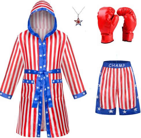 Colorful House Men's Satin Boxing Robes Adult Hooded Boxing Costume With Shorts Set in Kuwait