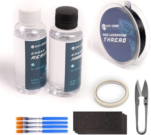 OJY&DOIIIY Fishing Rod Repair Kit, Rod Building Kit and Supplies Including Fishing Rod Epoxy Glue 2 oz,Wrapping Thread and Clipper,Masking Tape in Saudi Arabia