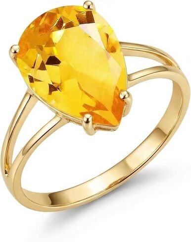 Galaxy Gold GG 14k خاتم من الذهب الأصفر مع خاتم سيترين على شكل كمثرى in Saudi Arabia