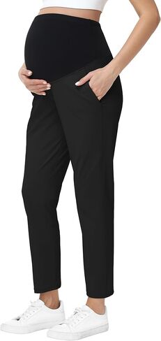 Maternity Pants Over Belly Golf Pants Pregnancy Sweatpants Work Dress Yoga Casual Workout Trousers with Pockets in Saudi Arabia