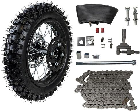12" Rear Rim Wheel Disk Brake 80/100-12 Tire Tube Apollo SSR 50cc 125cc XR CRF Dirt Pit Bike Tao Kayo TSD 110 TD 125 15mm Axle With Brake Rotor and 428 41T Sprocket (12 inch) in Saudi Arabia