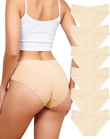 LEVAO Womens Underwear Cotton Cheeky Bikini Panties for Women Lace Stretch Hipster Ladies Briefs Multipack S-XXL in Saudi Arabia