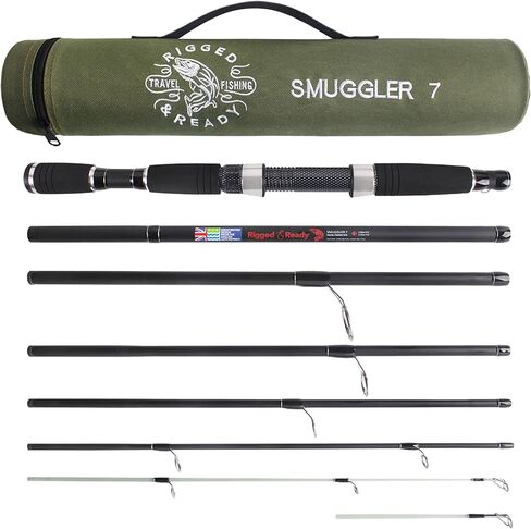 Rigged and Ready World Traveller Travel Fishing Rod Reel & Case Set. Compact 6 Sections, 2 Tips. 190cm to 215cm or (6.4' or 7’) Nano-Carbon Fishing Rod Options. Spin Bait Carp Pike Sea Fishing in Saudi Arabia