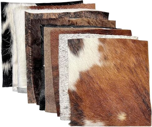RODEO 10 PCS Assorted Color Hair On Cowhide Remnant Scraps for Crafts (5x5 in) in Saudi Arabia