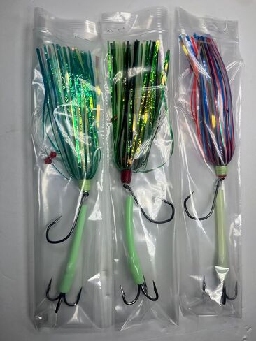 UV & Glow Salmon and Trout Rigged Trolling Fly Flies Lure Variety Five Pack in Saudi Arabia