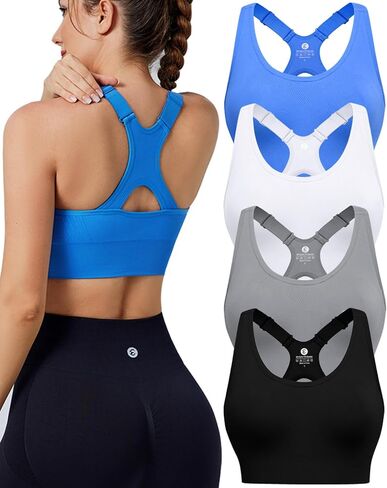 Evercute حمالات الصدر الرياضية للنساء قابل للتعديل Racerback مجموعة حمالات الصدر عالية الدعم مبطن تجريب حمالات الصدر سلس اليوغا الرياضية حمالات الصدر in Kuwait