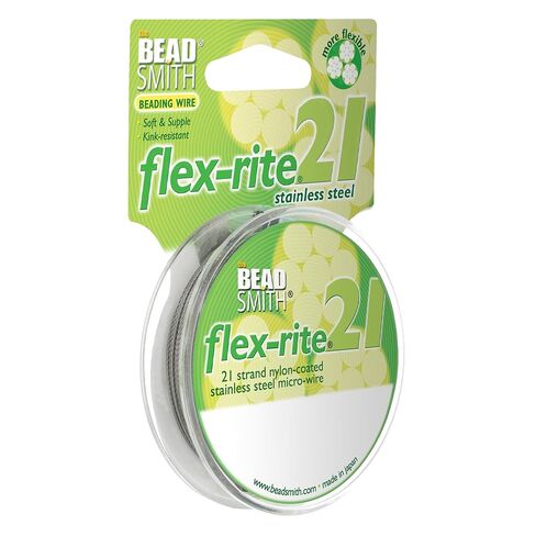The Beadsmith Flex-Rite 21 جديلة مطلية بالنايلون، سلك خرز من الفولاذ المقاوم للصدأ، مستلزمات صناعة المجوهرات (.018 قطر، شفاف - 30 قدمًا) in Saudi Arabia