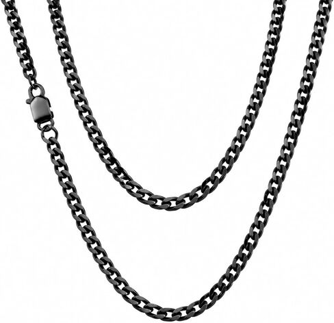 Classic Mens Link Chain Necklace, Cuban Style, Silver, Black or 24K Gold Plated, 316L Stainless Steel Link Chain 19", 21", 23", 26" Inches (6, 8, 10 mm Wide) Branded Gift Box, Men's Jewelry Gift in Saudi Arabia