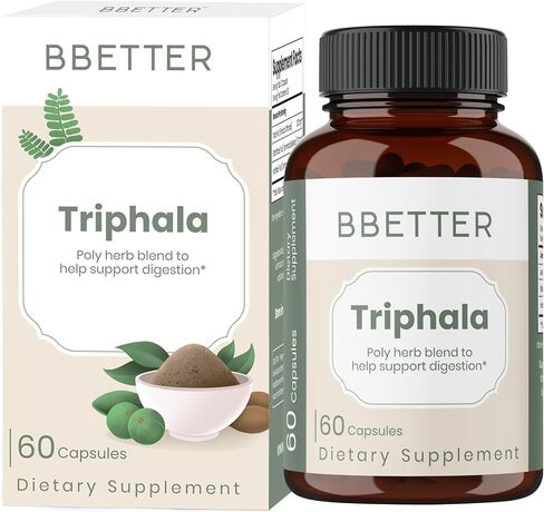BBETTER Triphala – Ayurvedic Herbal Supplement with Amla, Haritaki & Bibhitaki for Occasional Constipation & Bloating – Supports Digestion, Healthy Bowel Function, Colon Cleanse & Detox - 120 Capsules in Saudi Arabia