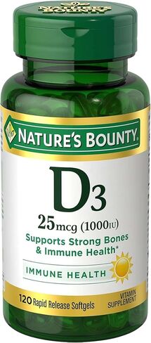 كبسولات هلامية من فيتامين د3 1000 وحدة دولية من Nature's Bounty، تدعم المناعة، وتعزز صحة العظام، 350 قيراطًا in Saudi Arabia
