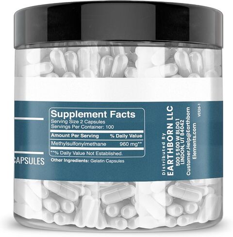 Earthborn Elements Methylsulfonylmethane (MSM) 200 Capsules, Non-GMO, Easy-to-Take Caps in Saudi Arabia