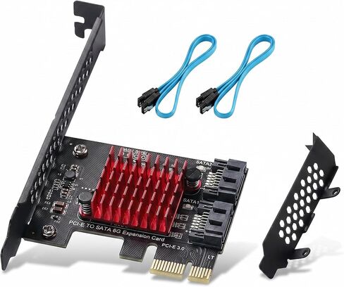 بطاقة PCIE 4X SATA 6 منافذ، مع 6 كابلات SATA ودعامة منخفضة المستوى، وحدة تحكم PCIE إلى SATA 3.0 بسرعة 6 جيجابت في الثانية، بطاقة توسيع PCIE إلى SATA، وحدة تحكم SATA، بطاقة SATA PCIE، شرائح ASM1166 in Saudi Arabia