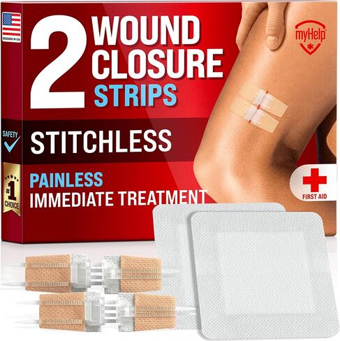 Emergency Wound Closure Strips - 2pk - Laceration Closure Kit - Stitchless & Easy to Use - Butterfly Bandages in Kuwait