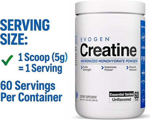 Evogen Creatine Monohydrate | Premium Creatine Supplement for Muscle Growth, Increased Strength, Enhanced Energy Output, Anti-oxidant Support, & Improved Athletic Performance | Unflavored in Saudi Arabia