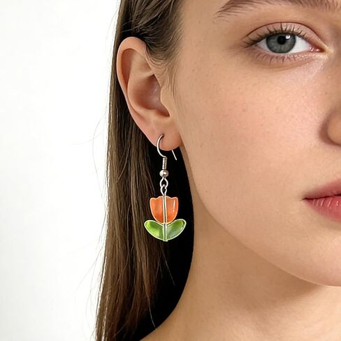 6 Pairs of Tulip flower Dangle Earrings for Women Girls Hypoallergenic Earrings Jewelry Birthday Gift - 6 Colors (6 Pairs) in Saudi Arabia