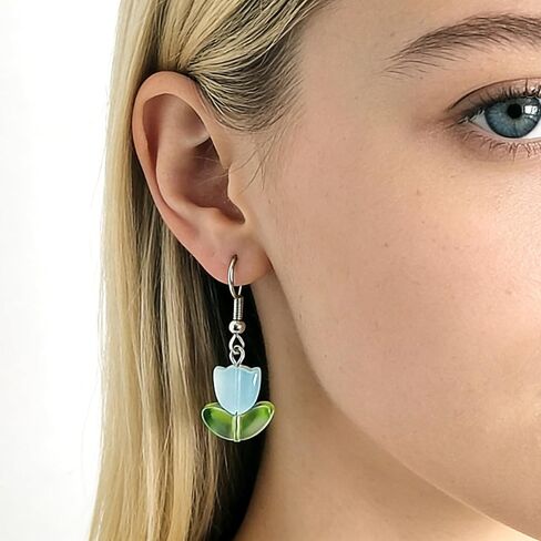 6 Pairs of Tulip flower Dangle Earrings for Women Girls Hypoallergenic Earrings Jewelry Birthday Gift - 6 Colors (6 Pairs) in Saudi Arabia