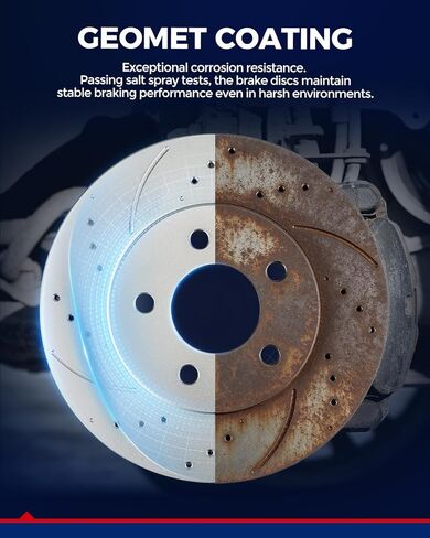 KAX Front Brake Kit, Drilled and Slotted Brake Rotors, Ceramic Brake Pads | Fits Ford E-150 Econoline 1994-2001, Ford F-150 1994-1996, Automotive Replacement Brake Kit in Saudi Arabia