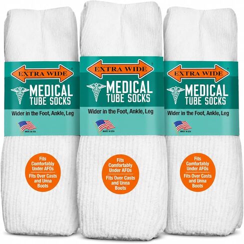 Unisex Extra Wide Diabetic Tube Socks (3 Pairs) Fit Up to 4E/6E Foot & 22" Calf in Saudi Arabia