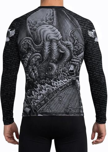 Raven Fightwear Men's Cthulhu MMA BJJ Rash Guard Black in Saudi Arabia