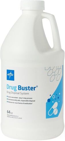 Medline Drug Buster Drug Disposal System, 64 oz bottle, used for pill disposal, destroys prescription medications safely, and safe disposal of medications in Saudi Arabia