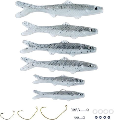 Silver Minnows + Lifelike Lure for All Fish + Durable Material That Catches Fish + Freshwater & Saltwater Fishing Lure + Hooks & Anchors in Saudi Arabia