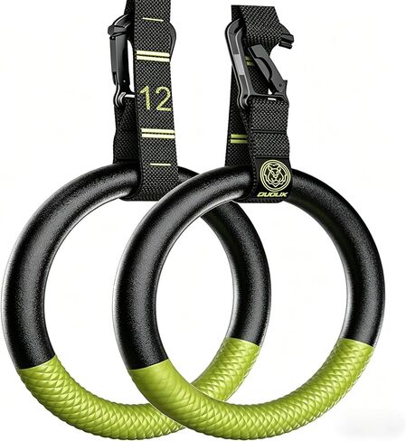 QUOLIX Gymnastic Rings with Adjustable Straps, Non-Slip Pull Up Rings with Straps, 1300lbs Exercise Rings with Straps for Home, Gymnastics Rings for Home Gym, Workout, Exercise, Training, Calisthenic in Kuwait