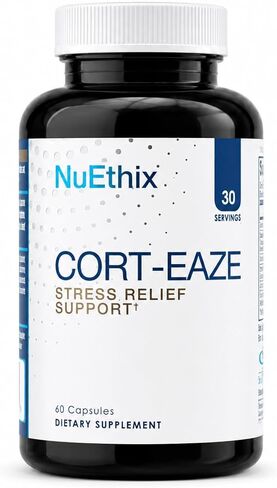 NuEthix Formulations Cort-Eaze - Cortisol Manager - Health Support Supplement with Ashwagandha, L-Theanine & Rhodiola Rosea - Relaxation and Deep Sleep, 60 Capsules, 30 Servings in Saudi Arabia