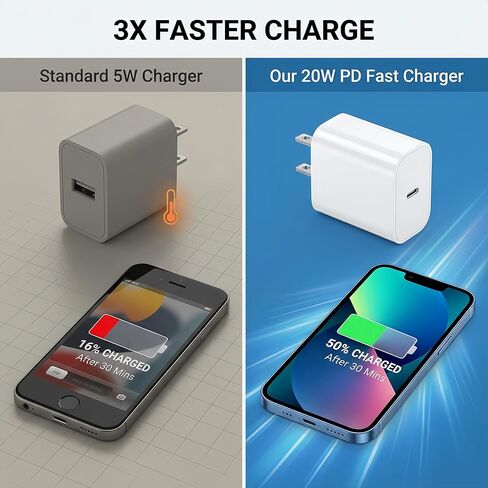 TT&C 20W USB C شاحن كابل شحن سريع بلوك سلك 6.6 قدم لـ iPhone 15، 15 Plus، 15 Pro، 15 Pro Max، 2021/2020/2018 iPad Pro 12.9 Gen 5/4/3، iPad Pro 11 Gen 3/2/1 ، شاحن آيباد إير 4، 2 عبوة in Saudi Arabia