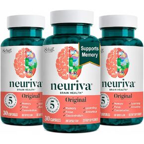 أداء الدماغ الأصلي من NEURIVA (30 قطعة)، مكمل دعم الدماغ بمكونات طبيعية، 1 قطعة (عبوة من 3 قطع) in Kuwait