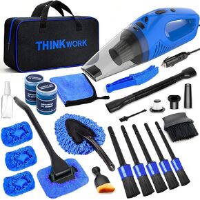 طقم داخلي منفضة السيارة باللون الوردي من THINKWORK، مجموعة فرش مثالية لتفصيل السيارة لتنظيف النوافذ والزجاج الأمامي ولوحة القيادة وفتحات الهواء مناسبة لجميع السيارات in Kuwait