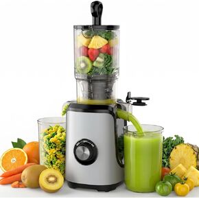 Slow Masticating Juicer, 200W Cold Press Juicer Machine with Safety Lock & Reverse Function, Juice Extractor for Fruits & Vegetables, Easy Clean, Black in Saudi Arabia