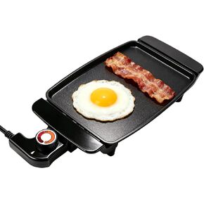Small Electric Griddle, 10 Inch Mini Ceramic Non-Stick Electric Skillet with Adjustable Thermostat, 1200W Single Serve Grill for Breakfast, Cooking for Pancakes, Eggs, Sausage in Kuwait