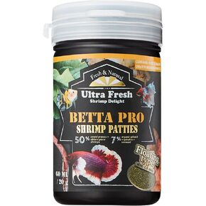 Ultra Fresh Betta Fish Food, Betta Pro Shrimp Patties, 50% Sword Prawns + Akiami Paste Shrimps, All Natural Protein, Rich in Vitamins, Healthy Development and Cleaner Water 0.7 oz in Saudi Arabia