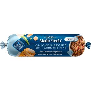 Blue Buffalo Love Made Fresh Natural Adult Dog Food, Refrigerated, Chicken with Carrots and Peas, Fresh Dog Food, Ready-to-Serve, 1-lb Roll in Kuwait
