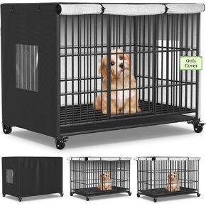COSHNIBI Dog Crate Cover, Waterproof & Windproof 42-Inch Dog Cage Cover with Plush Lining,Suitable for Small Metal Dog Cages,42" L x 28" W x 30" H,Only Cover (Black) in Kuwait
