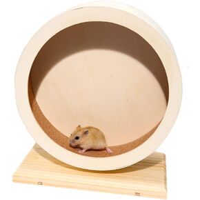 antiai Hamster Wooden Silent Wheel, Small Animal Exercise Wheel Accessories, Quiet Spinner Hamster Running Wheels Prevent Depression Toys for Hamsters, Gerbils, Mice and Other Small Pets (S) in Kuwait