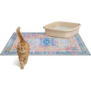 سجادة فضلات القطط من Lovewag Pets، عبوة من قطعتين - مقاس كبير 36x48، قابلة للغسل في الغسالة، سهلة التنظيف وغير قابلة للانزلاق، سجادات مقاومة للماء للقطط - (Marmalade Sunshine) in Kuwait