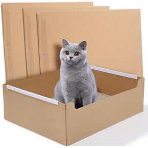 4 PCS Disposable Litter Boxes for Cats, Foldable Cardboard Cat Litter Box, Portable Waterproof Travel Litter Box for Cats（16.7x12.8x5.3 Inch） in Kuwait