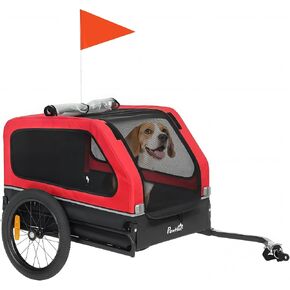 PawHut Dog Bike Trailer with Flip-Down Ramp Tailgate, Dog Cart Bicycle Carrier for Small and Medium Pets, Universal Bicycle Coupler, Reflectors, Flag, Internal Leash, Support Up to 44 lbs in Kuwait